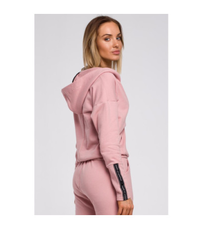 M552 Bluza z kieszenią kangurek i kapturem - pudrowa