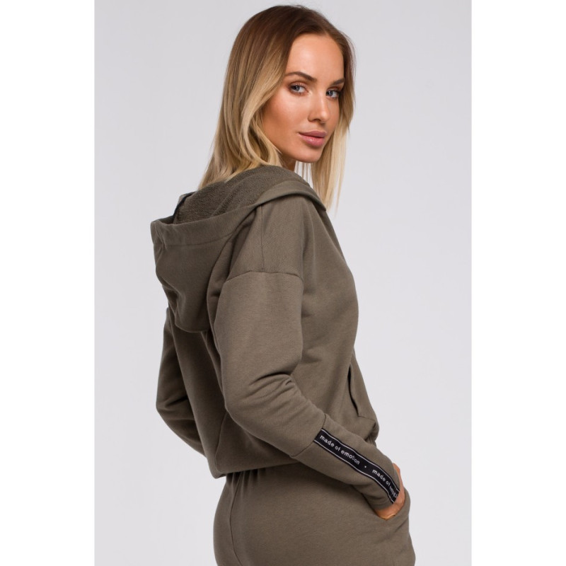 M552 Bluza z kieszenią kangurek i kapturem - khaki