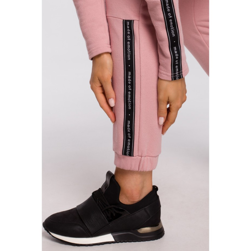 M553 Spodnie z lampasem - pudrowe