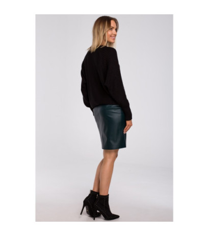 M554 Sweter z szerokimi rękawami i splotem warkoczowym - czarny