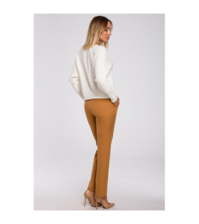 M554 Sweter z szerokimi rękawami i splotem warkoczowym - ecru