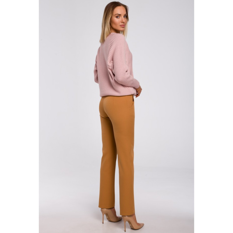 M554 Sweter z szerokimi rękawami i splotem warkoczowym - różowy