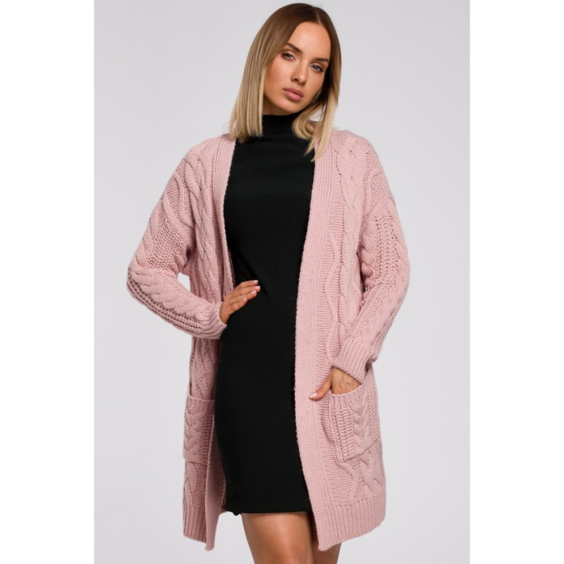 M555 Kardigan niezapinany - różowy
