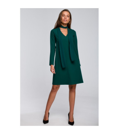 S233 Sukienka z szyfonowym szalem - zielona