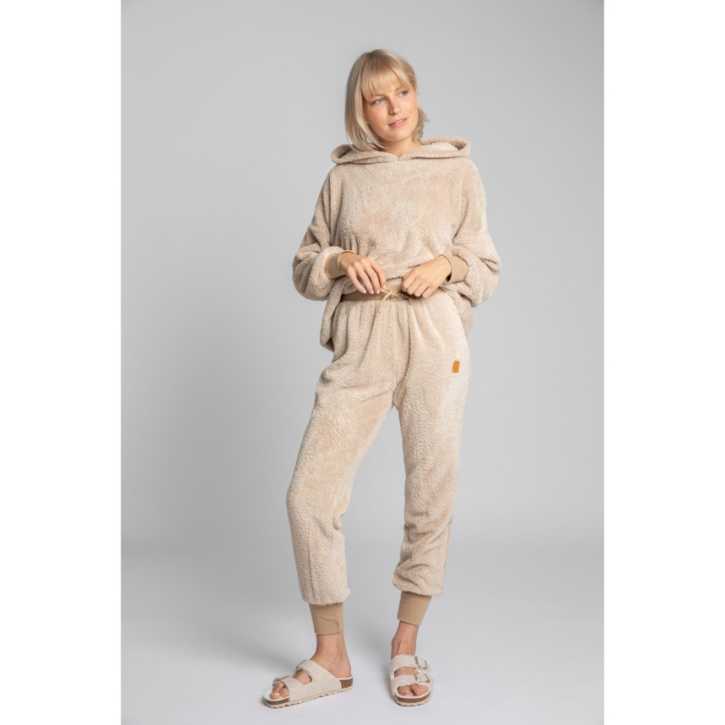 LA004 Pluszowe spodnie joggersy - cappuccino