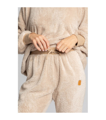 LA004 Pluszowe spodnie joggersy - cappuccino