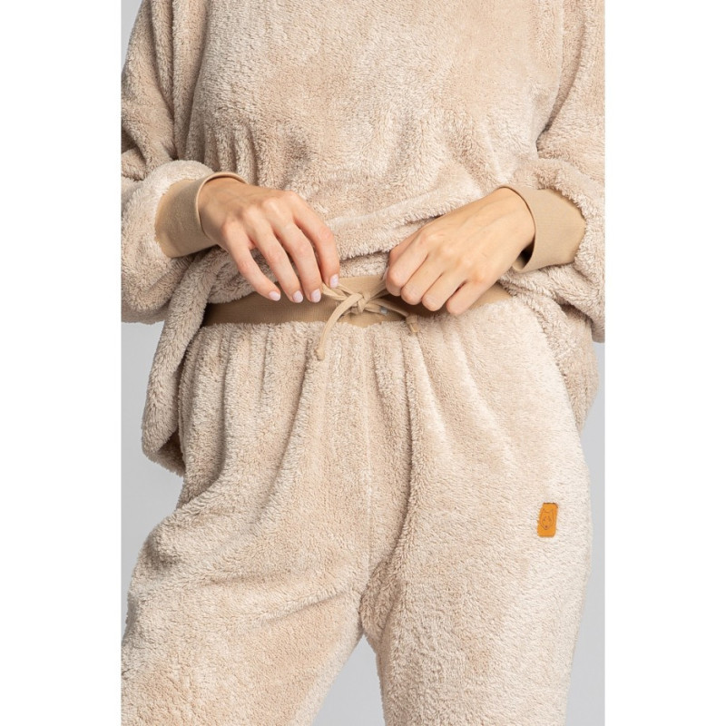 LA004 Pluszowe spodnie joggersy - cappuccino