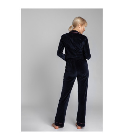 LA008 Welurowe spodnie od piżamy - granatowy