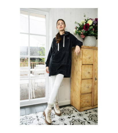 LA010 Welurowa sukienka z kapturem - grafitowa