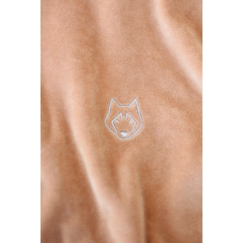 LA011 Welurowa bluza z reglanowymi rękawami - beżowa