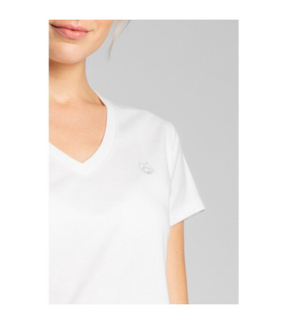 LA014 T-shirt do spania z dekoltem w serek - ecru