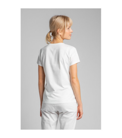 LA014 T-shirt do spania z dekoltem w serek - ecru