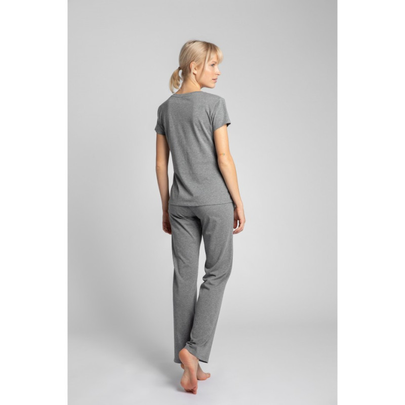 LA014 T-shirt do spania z dekoltem w serek - szary