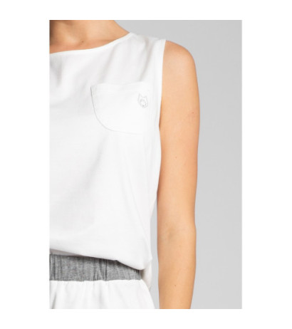 LA015 Bawełniany top do spania bez rękawów - ecru