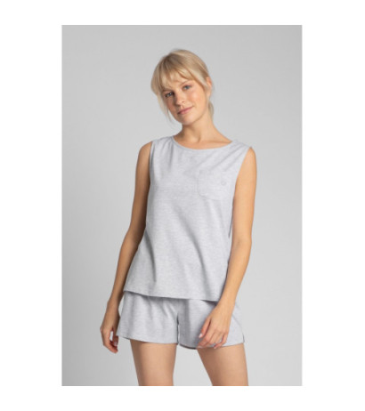 LA015 Bawełniany top do spania bez rękawów - popielaty