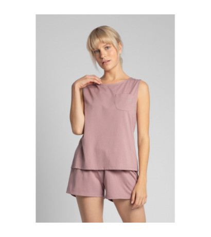 LA015 Bawełniany top do spania bez rękawów - wrzosowy