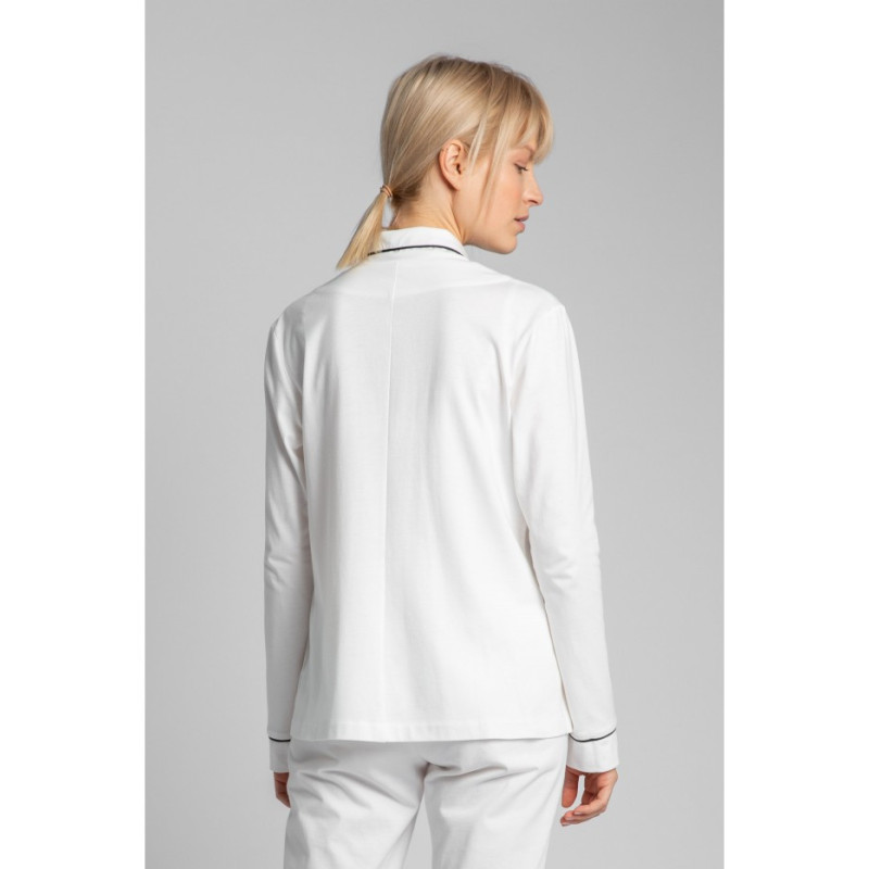 LA019 Bawełniana koszula od piżamy z kołnierzykiem - ecru