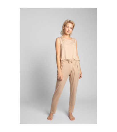 LA025 Spodnie do spania z wąskimi nogawkami - cappuccino