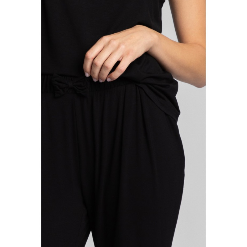 LA025 Spodnie do spania z wąskimi nogawkami - czarne