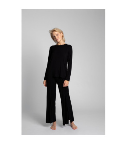 LA027 Bluzka do spania z wycięciem na plecach - czarna
