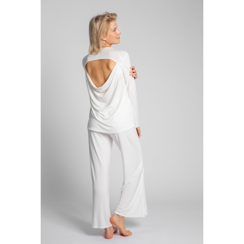 LA027 Bluzka do spania z wycięciem na plecach - ecru