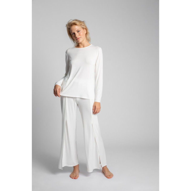 LA027 Bluzka do spania z wycięciem na plecach - ecru