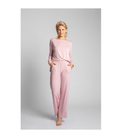 LA028 Spodnie do spania z szerokimi nogawkami - różowe
