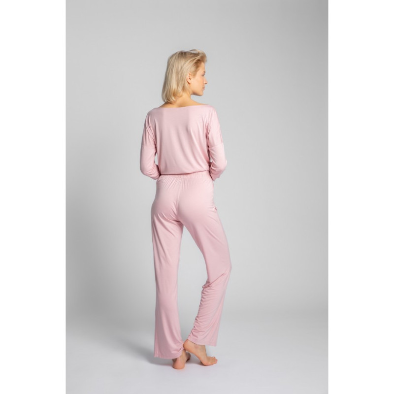 LA028 Spodnie do spania z szerokimi nogawkami - różowe
