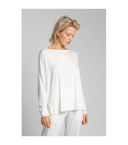 LA029 Wiskozowa bluzka z rozcięciami po bokach - ecru