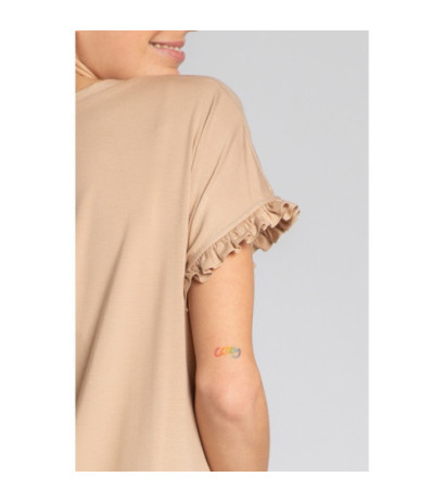 LA030 Koszula nocna z falbankami - cappuccino