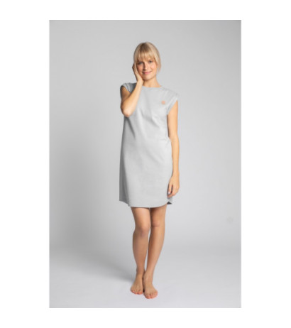LA033 Sukienka z bawełny prążkowanej bez rękawów - popielata