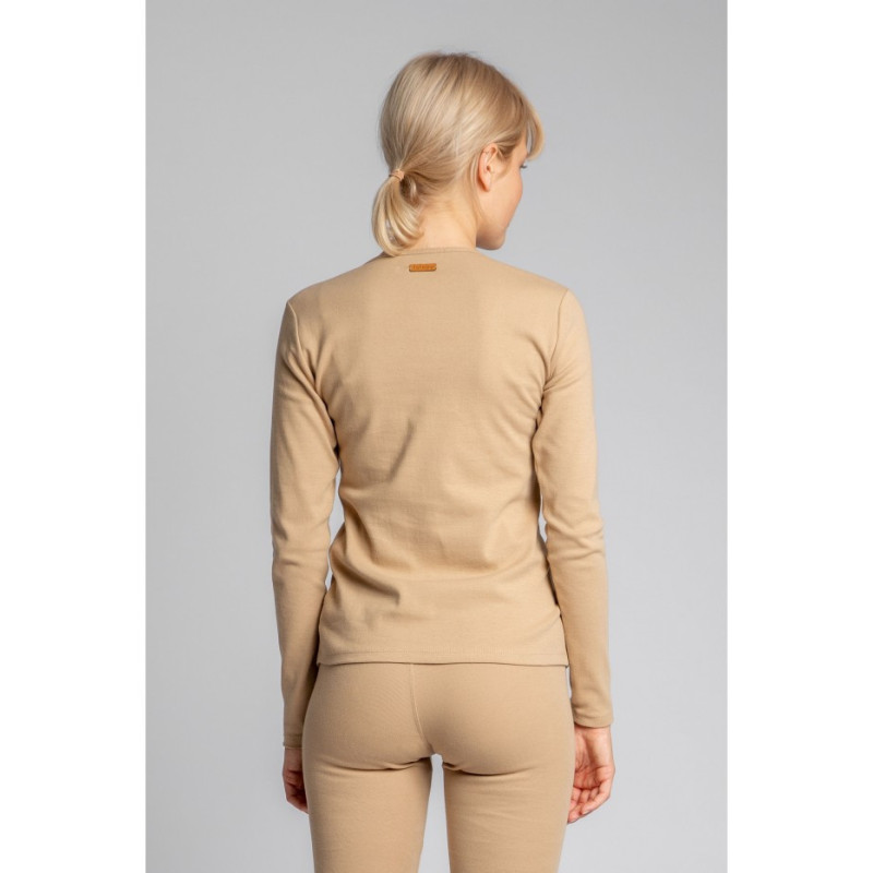 LA034 Bawełniana bluzka z długimi rękawami - cappuccino