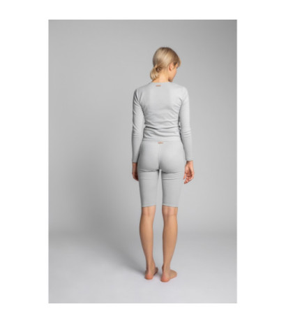 LA038 Bawełniana bluzka z dzianiny prążkowanej - popielata