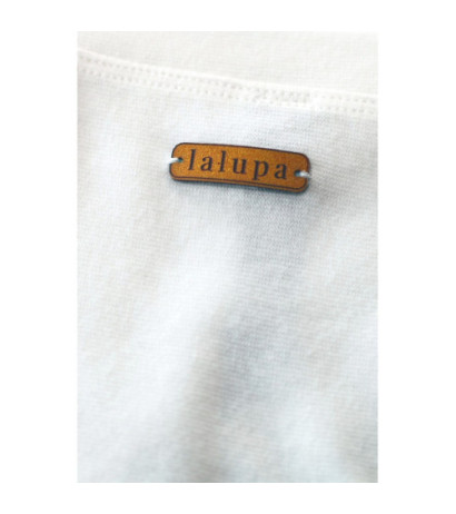 LA039 Bawełniana sukienka z dzianiny prążkowanej - ecru