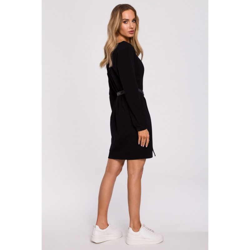 M590 Sukienka Z Regulowanym Paskiem - czarna