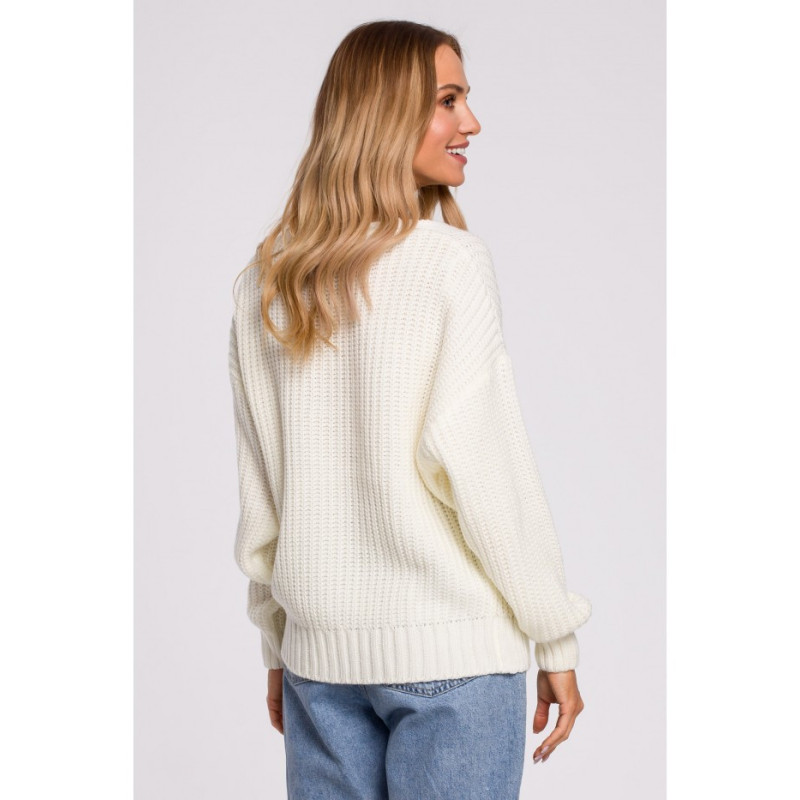 M594 Kardigan Z Ażurowym Wzorem - ecru
