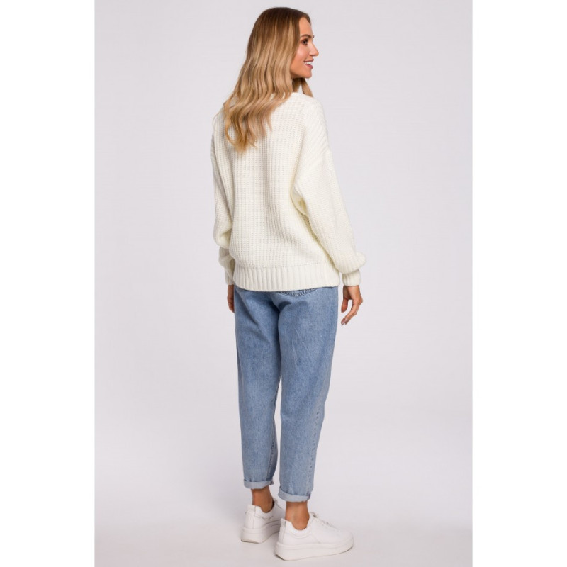 M594 Kardigan Z Ażurowym Wzorem - ecru