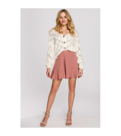 K100 Spódnica mini z zakładką - różana