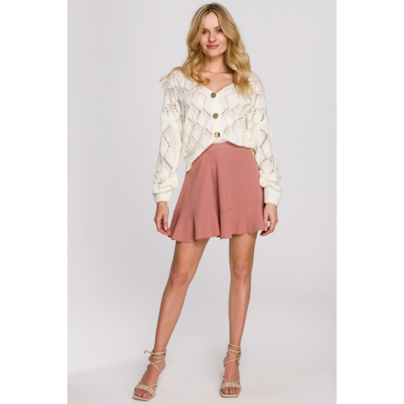 K100 Spódnica mini z zakładką - różana