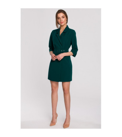 S254 Sukienka żakietowa z paskiem - zielona