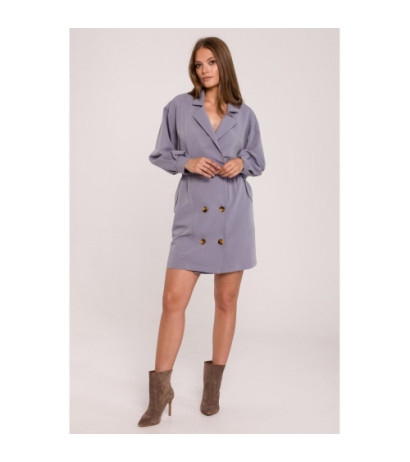 K112 Sukienka dwurzędowa z kieszeniami - gołębia