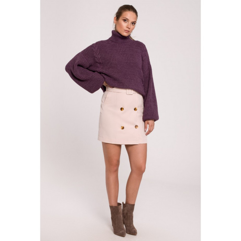 K113 Spódniczka z paskiem i klamrą - beżowa