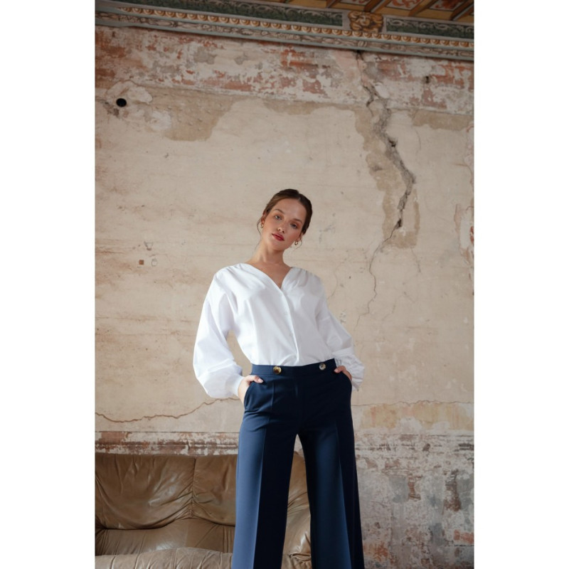 K115 Koszula z bufiastymi rękawami - biała