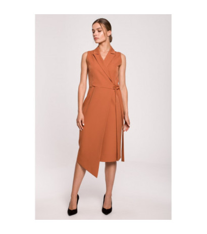 S275 Sukienka żakietowa z asymetrycznym dołem - ruda