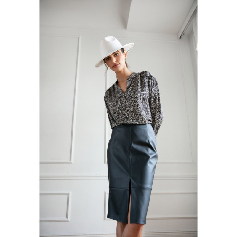 S277 Spódnica ze sztucznej skóry - czarna