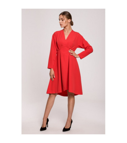 S280 Sukienka z rozkloszowanym dołem - czerwona