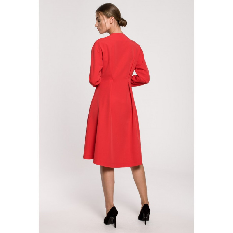 S280 Sukienka z rozkloszowanym dołem - czerwona