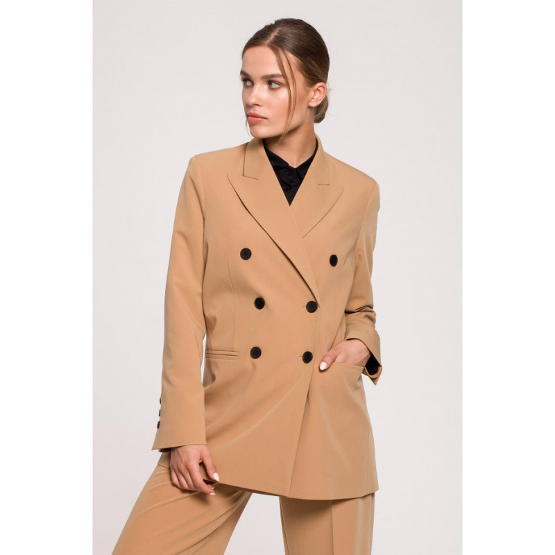 S281 Żakiet dwurzędowy - kamelowy