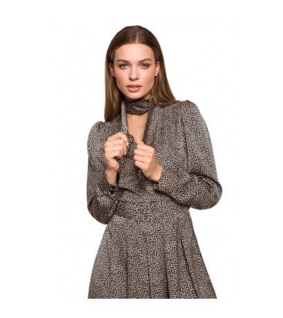 S288 Sukienka z wiązaniem przy szyi - wzór lampart - model 1