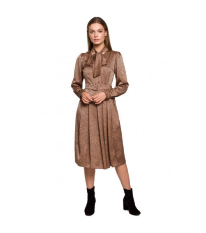 S288 Sukienka z wiązaniem przy szyi - wzór lampart - model 2